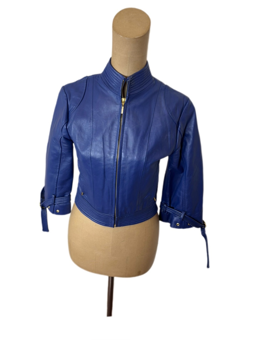 Arden B Blue Lamb Leather Jacket Size xxs